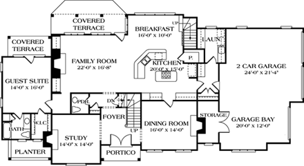 Country, European House Plan 85540 with 4 Beds, 6 Baths, 3 Car Garage First Level Plan