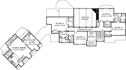 Cottage, Country, European House Plan 85544 with 7 Beds, 8 Baths, 3 Car Garage Second Level Plan
