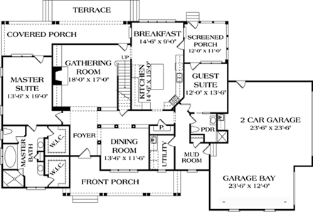 Cottage, Craftsman House Plan 85548 with 5 Beds, 4 Baths, 3 Car Garage First Level Plan