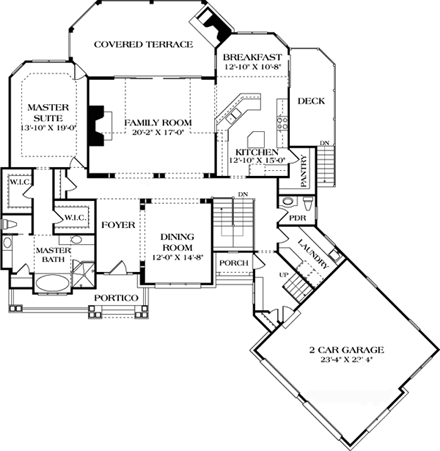 Cottage, Craftsman House Plan 85557 with 4 Beds, 5 Baths, 2 Car Garage First Level Plan