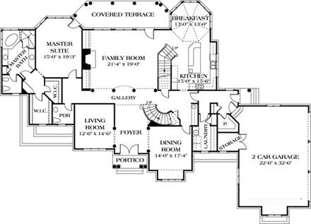 Traditional House Plan 85563 with 4 Beds, 5 Baths, 3 Car Garage First Level Plan
