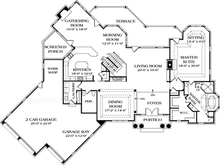 European, Mediterranean House Plan 85580 with 5 Beds, 6 Baths, 3 Car Garage First Level Plan