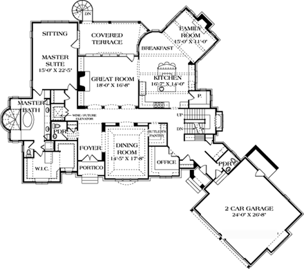 Country, European House Plan 85606 with 5 Beds, 8 Baths, 2 Car Garage First Level Plan