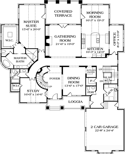 Cottage, Craftsman House Plan 85617 with 6 Beds, 7 Baths, 3 Car Garage First Level Plan