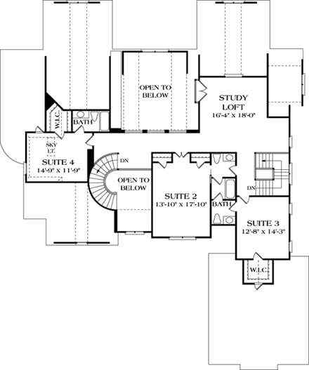 Cottage, Craftsman House Plan 85617 with 6 Beds, 7 Baths, 3 Car Garage Second Level Plan