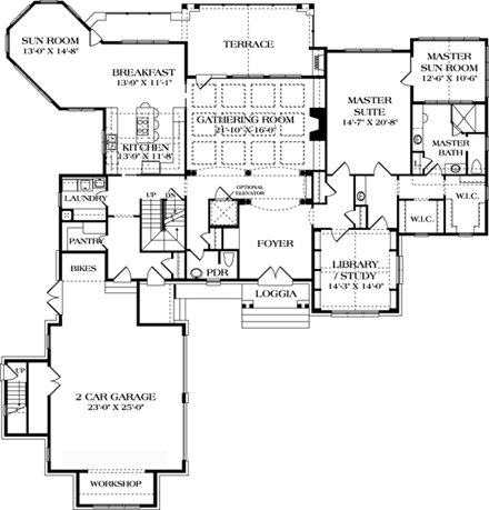 Cottage, Craftsman House Plan 85643 with 6 Beds, 6 Baths, 2 Car Garage First Level Plan