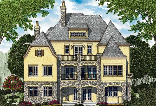 Country, European House Plan 85656 with 4 Beds, 6 Baths, 3 Car Garage Rear Elevation