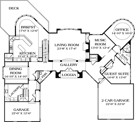 European, Mediterranean House Plan 85659 with 5 Beds, 6 Baths, 3 Car Garage First Level Plan