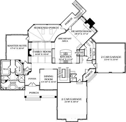 Cottage, Craftsman House Plan 85660 with 5 Beds, 8 Baths, 4 Car Garage First Level Plan