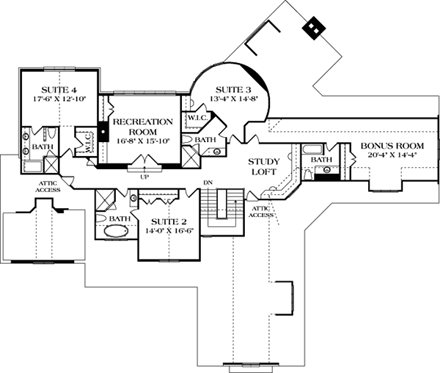 Cottage, Craftsman House Plan 85660 with 5 Beds, 8 Baths, 4 Car Garage Second Level Plan