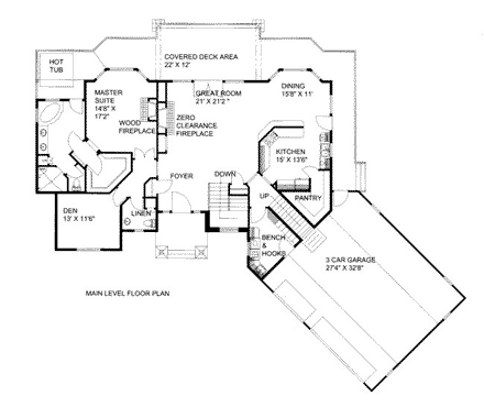 House Plan 85819 with 5 Beds, 3 Baths, 3 Car Garage First Level Plan