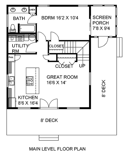 House Plan 85842 with 2 Beds, 2 Baths First Level Plan