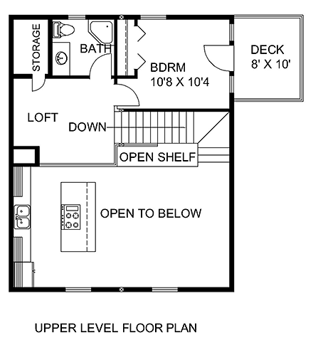 House Plan 85842 with 2 Beds, 2 Baths Second Level Plan