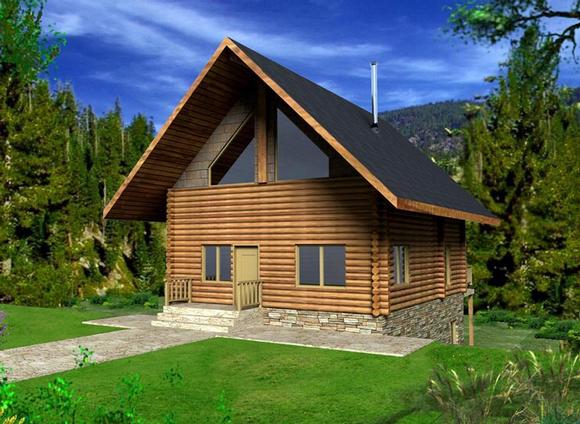 Log House Plan 85869 with 1 Beds, 2 Baths Elevation
