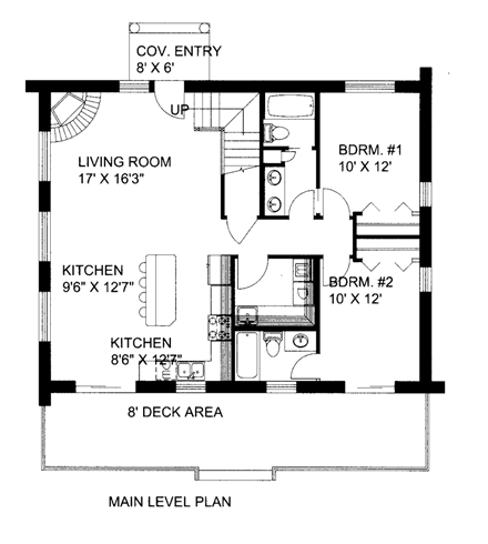 Log House Plan 85871 with 2 Beds, 2 Baths First Level Plan