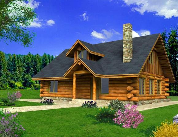 Log House Plan 85871 with 2 Beds, 2 Baths Elevation