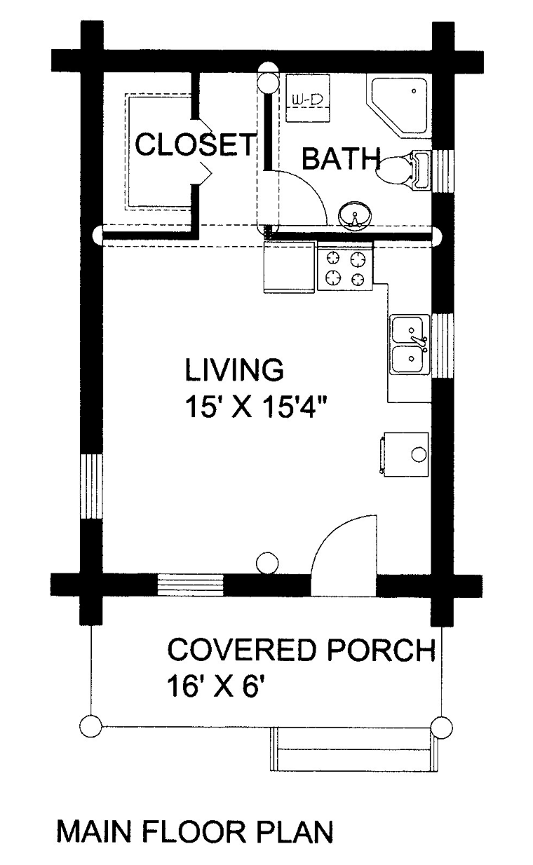 Cabin, Log House Plan 85877 Level One