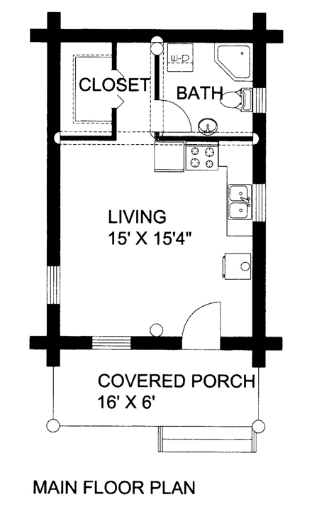 Cabin, Log House Plan 85877 First Level Plan