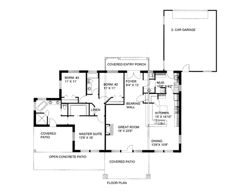 House Plan 85890 with 3 Beds, 3 Baths, 2 Car Garage First Level Plan