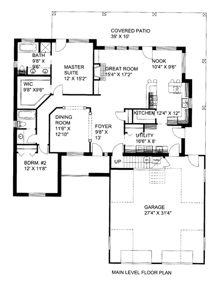 Contemporary House Plan 85896 with 2 Beds, 2 Baths, 2 Car Garage First Level Plan
