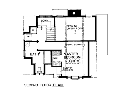 Bungalow, Victorian House Plan 86000 with 2 Beds, 2 Baths Second Level Plan