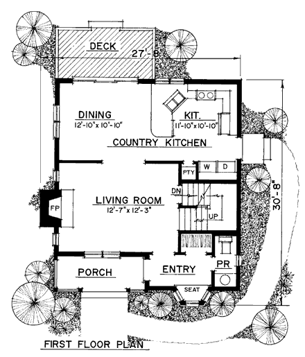 Bungalow, Victorian House Plan 86001 with 2 Beds, 2 Baths First Level Plan