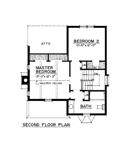 Bungalow, Victorian House Plan 86001 with 2 Beds, 2 Baths Second Level Plan