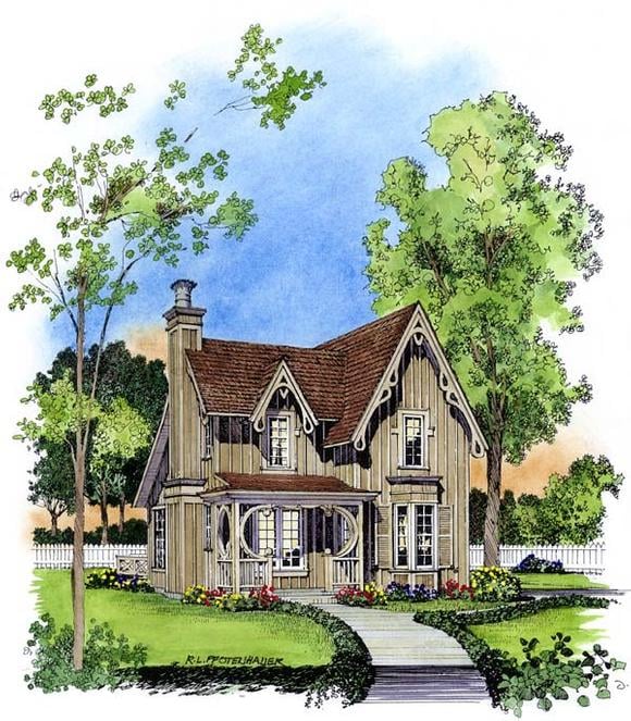 Bungalow, Victorian House Plan 86001 with 2 Beds, 2 Baths Elevation