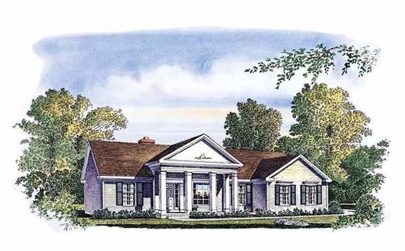 Colonial, One-Story, Southern House Plan 86002 with 3 Beds, 2 Baths, 2 Car Garage Elevation
