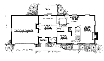 Colonial, Southern House Plan 86003 with 3 Beds, 3 Baths, 2 Car Garage First Level Plan