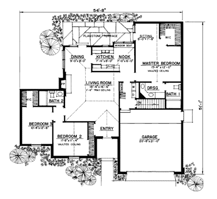 European, One-Story House Plan 86006 with 3 Beds, 2 Baths, 2 Car Garage First Level Plan