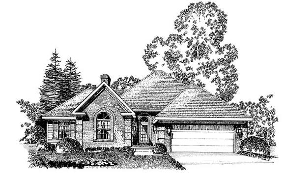 European, One-Story House Plan 86006 with 3 Beds, 2 Baths, 2 Car Garage Elevation