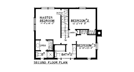 Country, Farmhouse, Southern House Plan 86007 with 3 Beds, 2 Baths Second Level Plan