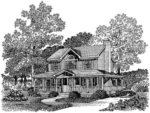 Country, Farmhouse, Southern House Plan 86007 with 3 Beds, 2 Baths Elevation
