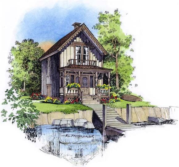 Country, Narrow Lot, Southern House Plan 86008 with 2 Beds, 2 Baths Elevation