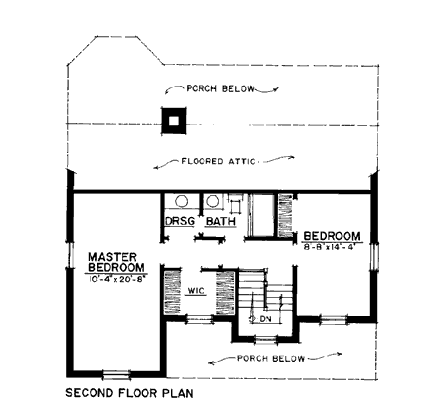 Country House Plan 86014 with 3 Beds, 2 Baths, 2 Car Garage Second Level Plan