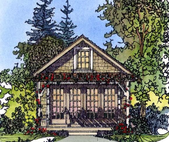 Cabin, Craftsman, Narrow Lot House Plan 86026 with 1 Beds, 1 Baths Elevation
