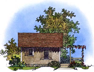Cabin, Craftsman, Narrow Lot House Plan 86026 with 1 Beds, 1 Baths Rear Elevation