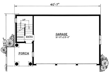 3 Car Garage Apartment Plan 86027 with 1 Beds, 1 Baths First Level Plan
