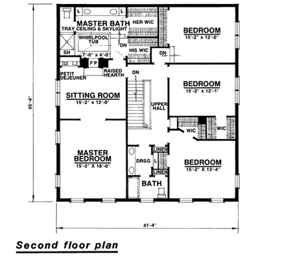 Colonial House Plan 86037 with 4 Beds, 4 Baths, 3 Car Garage Second Level Plan
