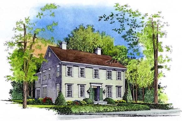 Colonial House Plan 86037 with 4 Beds, 4 Baths, 3 Car Garage Elevation