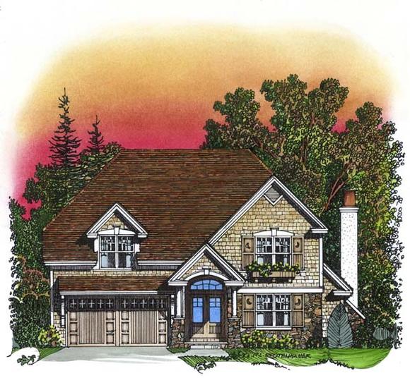 Traditional House Plan 86043 with 3 Beds, 3 Baths, 2 Car Garage Elevation