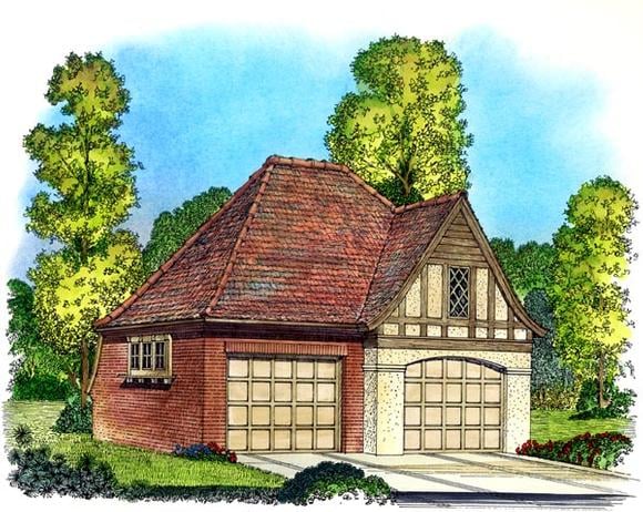 Cottage, European, Tudor, Victorian 2 Car Garage Plan 86051 Elevation