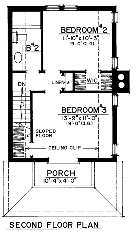 Country, Victorian House Plan 86052 with 3 Beds, 2 Baths Second Level Plan
