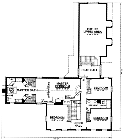 Colonial House Plan 86060 with 4 Beds, 3 Baths, 3 Car Garage Second Level Plan
