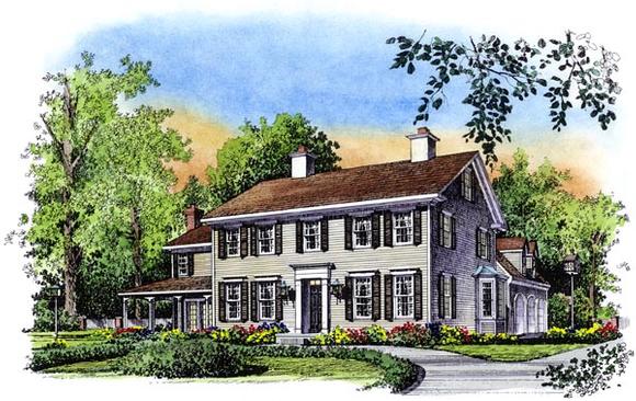 Colonial House Plan 86060 with 4 Beds, 3 Baths, 3 Car Garage Elevation