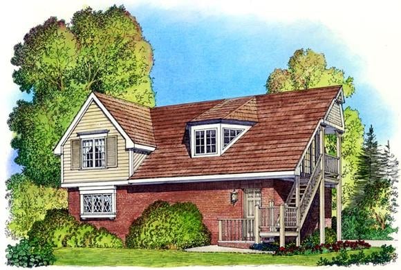 Cape Cod, Coastal, Colonial, Country, Traditional 3 Car Garage Apartment Plan 86061 with 2 Beds, 1 Baths Elevation