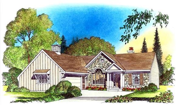 European, Ranch, Traditional House Plan 86065 with 3 Beds, 3 Baths, 2 Car Garage Elevation
