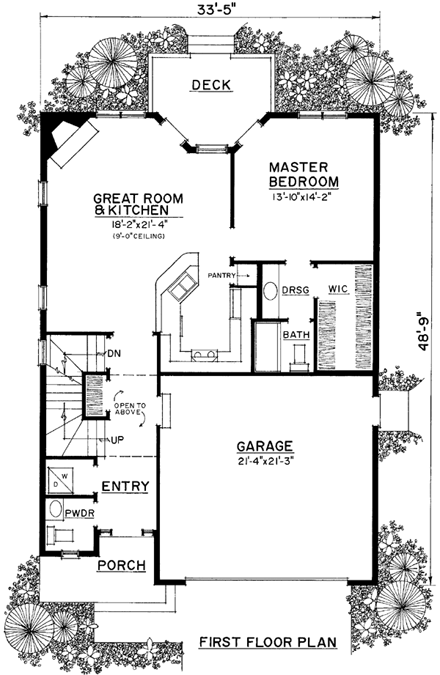 Bungalow, Cottage, Country House Plan 86066 with 3 Beds, 3 Baths, 2 Car Garage First Level Plan