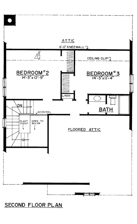 Bungalow, Cottage, Country House Plan 86066 with 3 Beds, 3 Baths, 2 Car Garage Second Level Plan